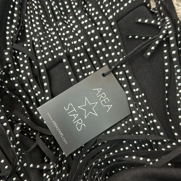 Area Stars Black Strapless Fringe Mini Dress Size X-Small NWT - Picture 9 of 9